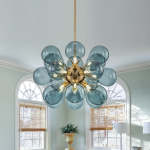 Glass Bubble Chandelier Cluster Style Blue Color