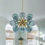 Glass Bubble Chandelier Cluster Style Blue Color