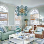Glass Bubble Chandelier Cluster Style Blue Color