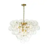 Brass Bubble Chandelier Clear Glass Cluster Style