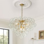 Brass Bubble Chandelier Clear Glass Cluster Style