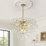 Brass Bubble Chandelier Clear Glass Cluster Style