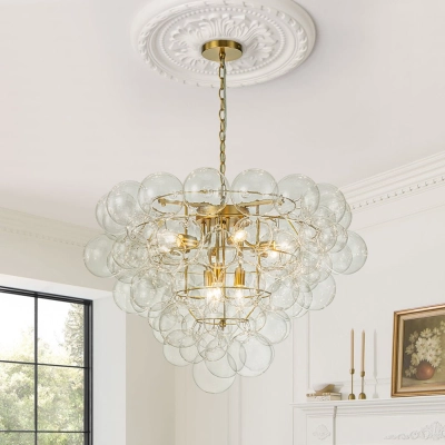 Brass Bubble Chandelier Clear Glass Cluster Style 02
