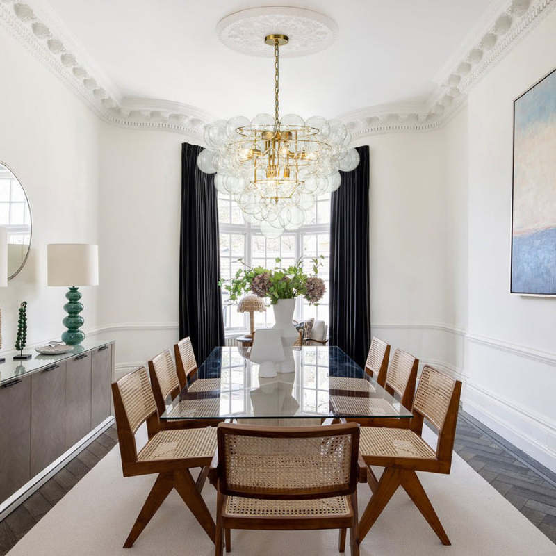 Brass Bubble Chandelier Clear Glass Cluster Style