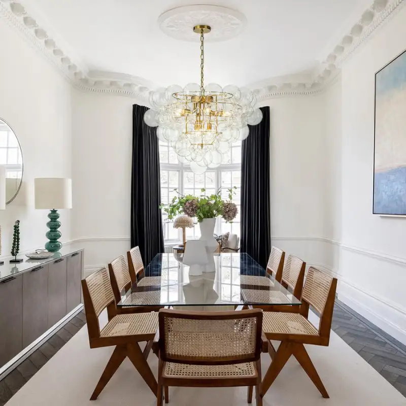 Brass Bubble Chandelier Clear Glass Cluster Style