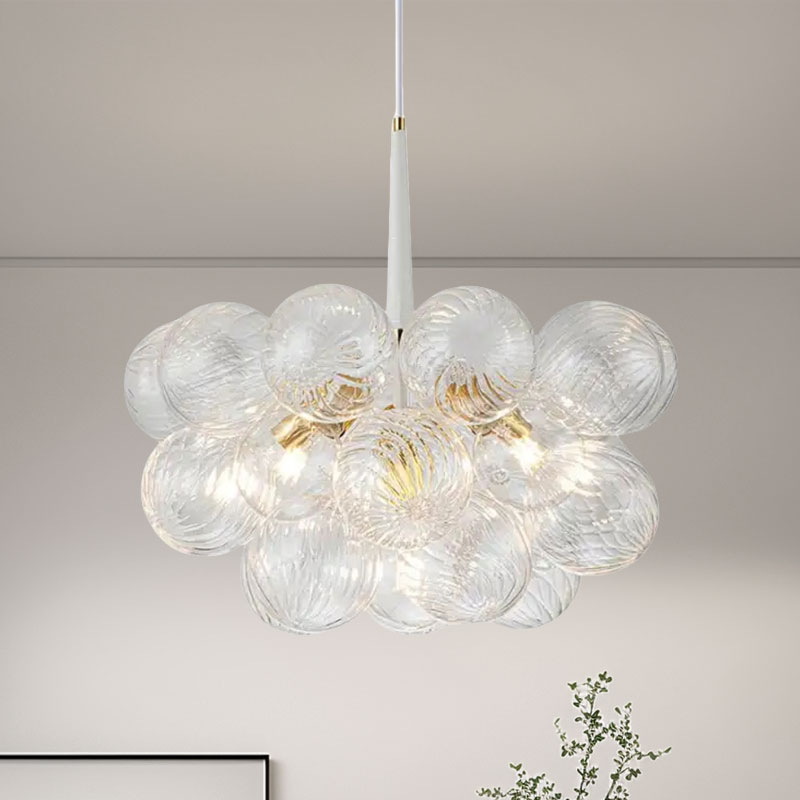 Modern Bubbles Chandelier Ribbed Blown Glass