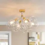 Modern Glass Bubble Chandelier/Semiflush Cluster Style