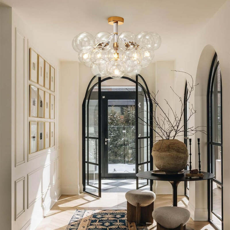 Modern Glass Bubble Chandelier/Semiflush Cluster Style
