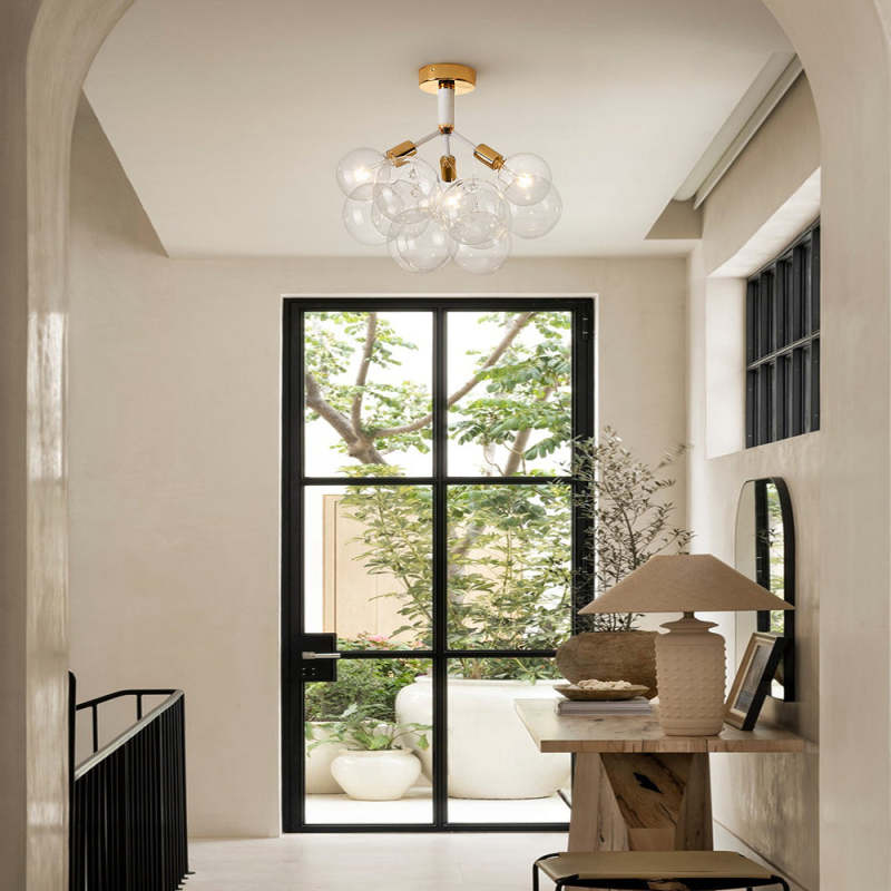 Modern Glass Bubble Chandelier/Semiflush Cluster Style
