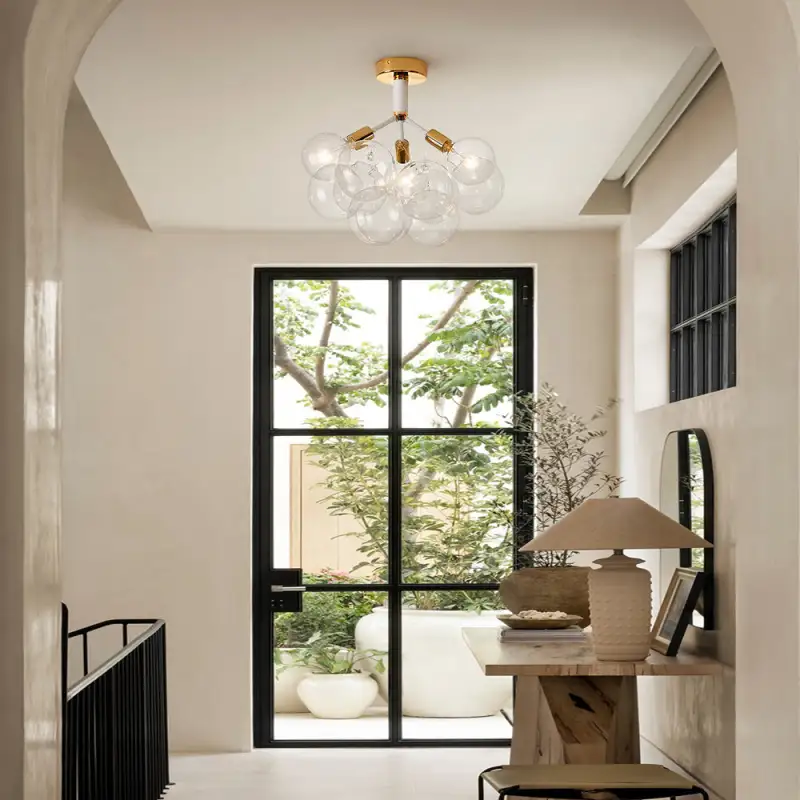 Modern Glass Bubble Chandelier/Semiflush Cluster Style