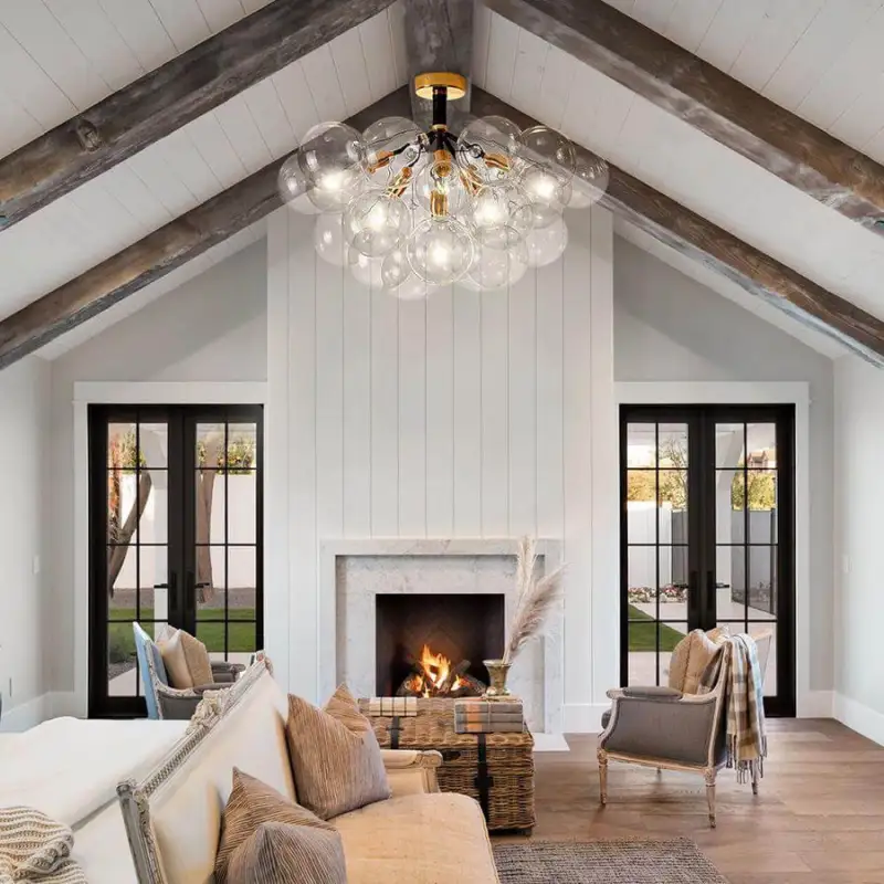 Modern Glass Bubble Chandelier/Semiflush Cluster Style