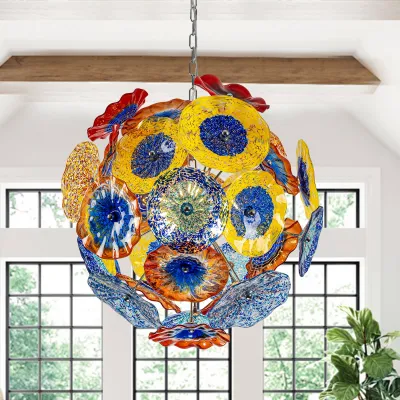 Murano Ceiling Light Blown Glass Plates Chandelier (Multi Colors) 01