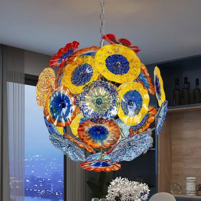 Murano Ceiling Light Blown Glass Plates Chandelier (Multi Colors) 02