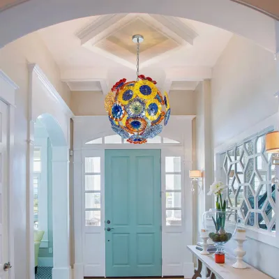 Murano Ceiling Light Blown Glass Plates Chandelier (Multi Colors) 02