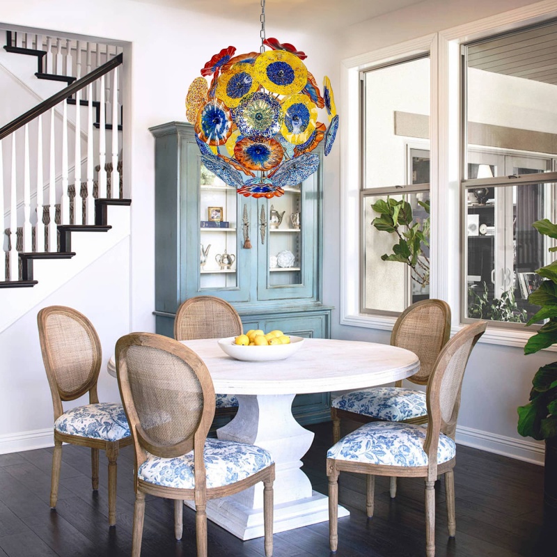 Murano Ceiling Light Blown Glass Plates Chandelier (Multi Colors)