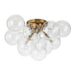 Clear Glass Globe Bubble Ceiling Light 3-Light Cluster Style Brass Finish