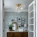 Clear Glass Globe Bubble Ceiling Light 3-Light Cluster Style Brass Finish