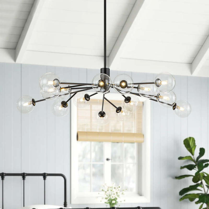 Mid Century Sputnik Glass Globe Bubble Branch Chandelier
