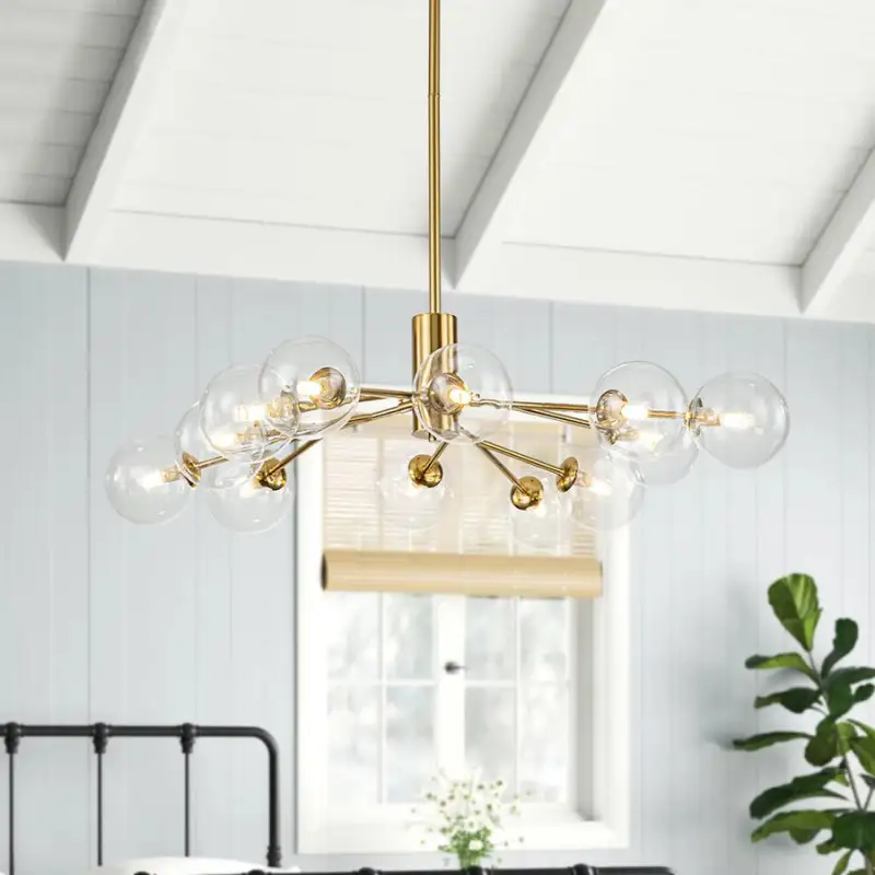 Mid Century Sputnik Glass Globe Bubble Branch Chandelier