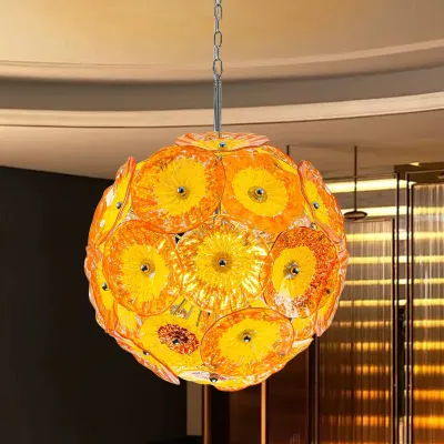 Murano Ceiling Light Blown Glass Plates Chandelier (Orange) 02