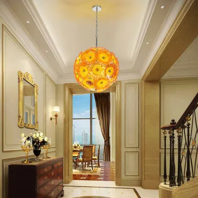 Murano Ceiling Light Blown Glass Plates Chandelier (Orange) 02