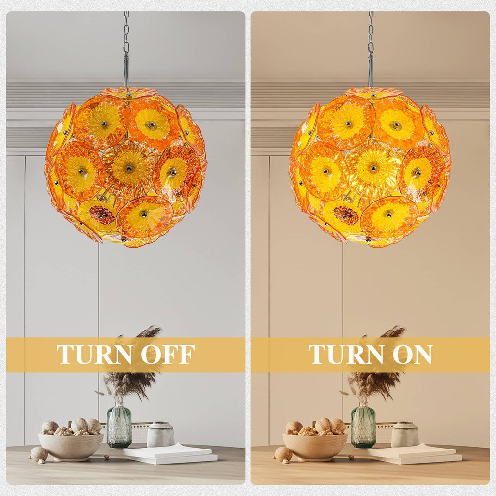 Murano Ceiling Light Blown Glass Plates Chandelier (Orange)