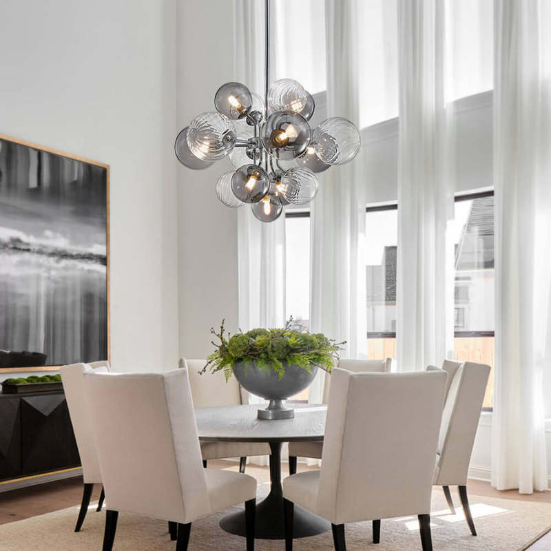Glass Globe Bubble Chandelier 23.6"/31.5" Cluster Wide Large Chandelier