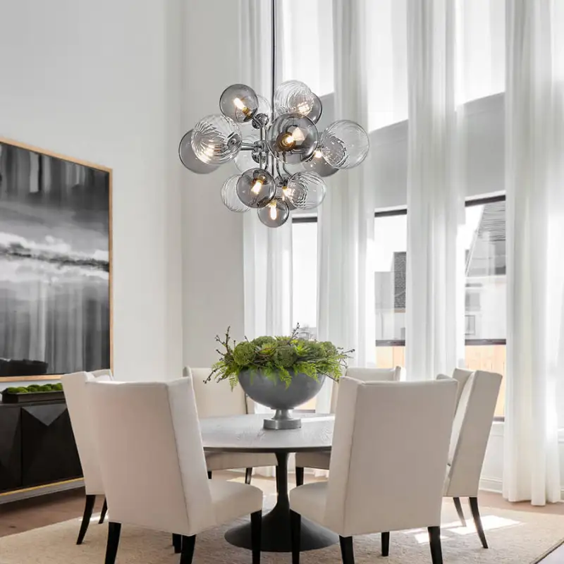 Glass Globe Bubble Chandelier 23.6"/31.5" Cluster Wide Large Chandelier