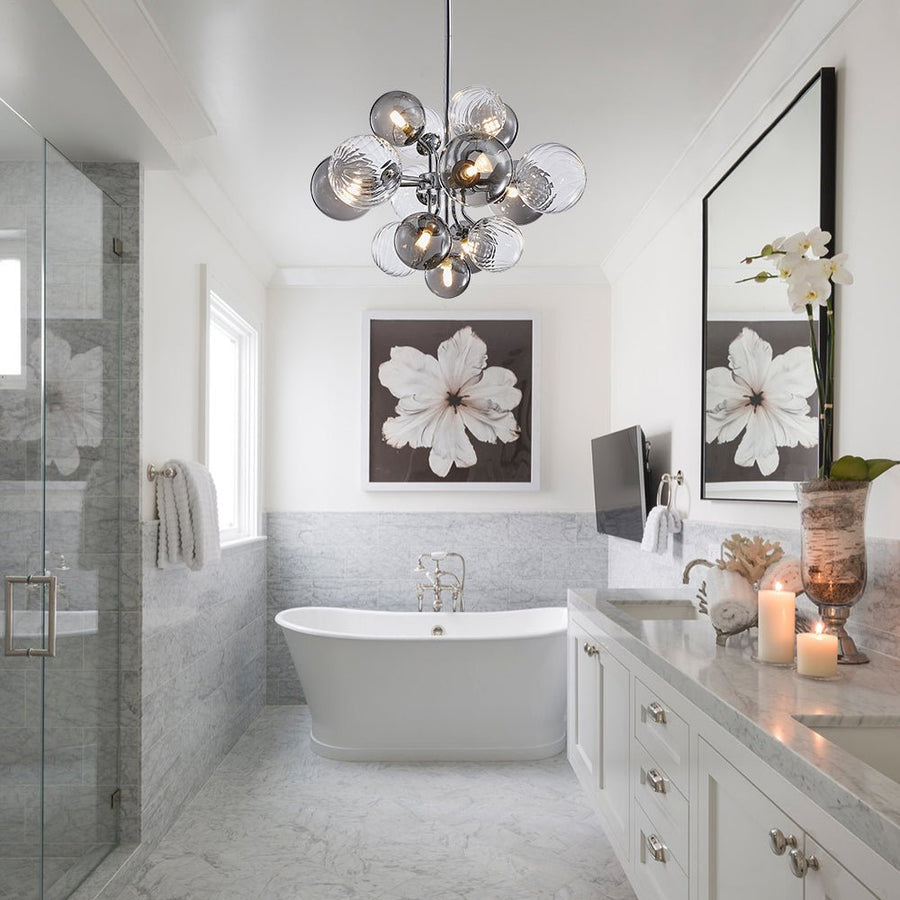 Glass Globe Bubble Chandelier 23.6"/31.5" Cluster Wide Large Chandelier