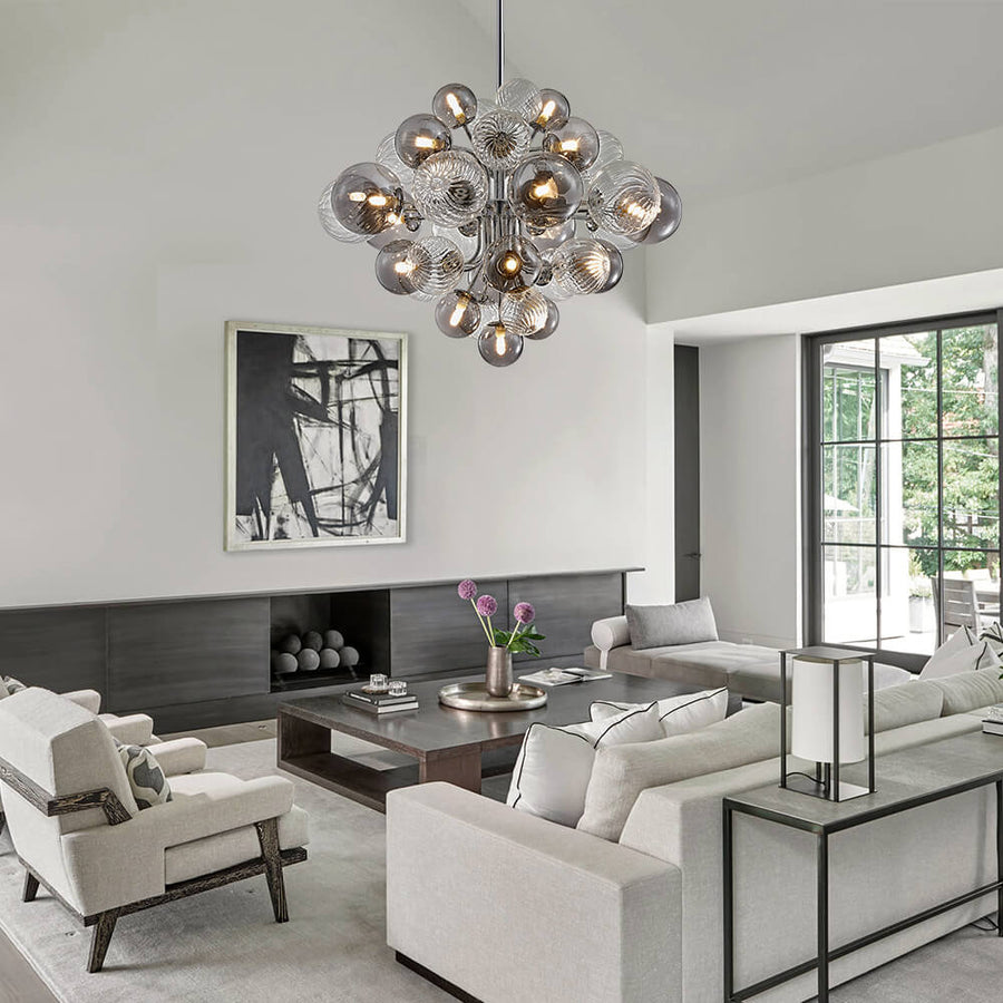 Glass Globe Bubble Chandelier 23.6"/31.5" Cluster Wide Large Chandelier
