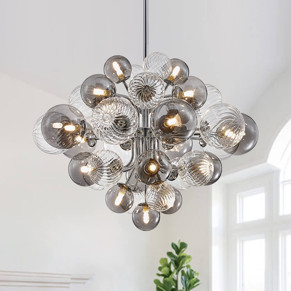 Glass Globe Bubble Chandelier 23.6"/31.5" Cluster Wide Large Chandelier