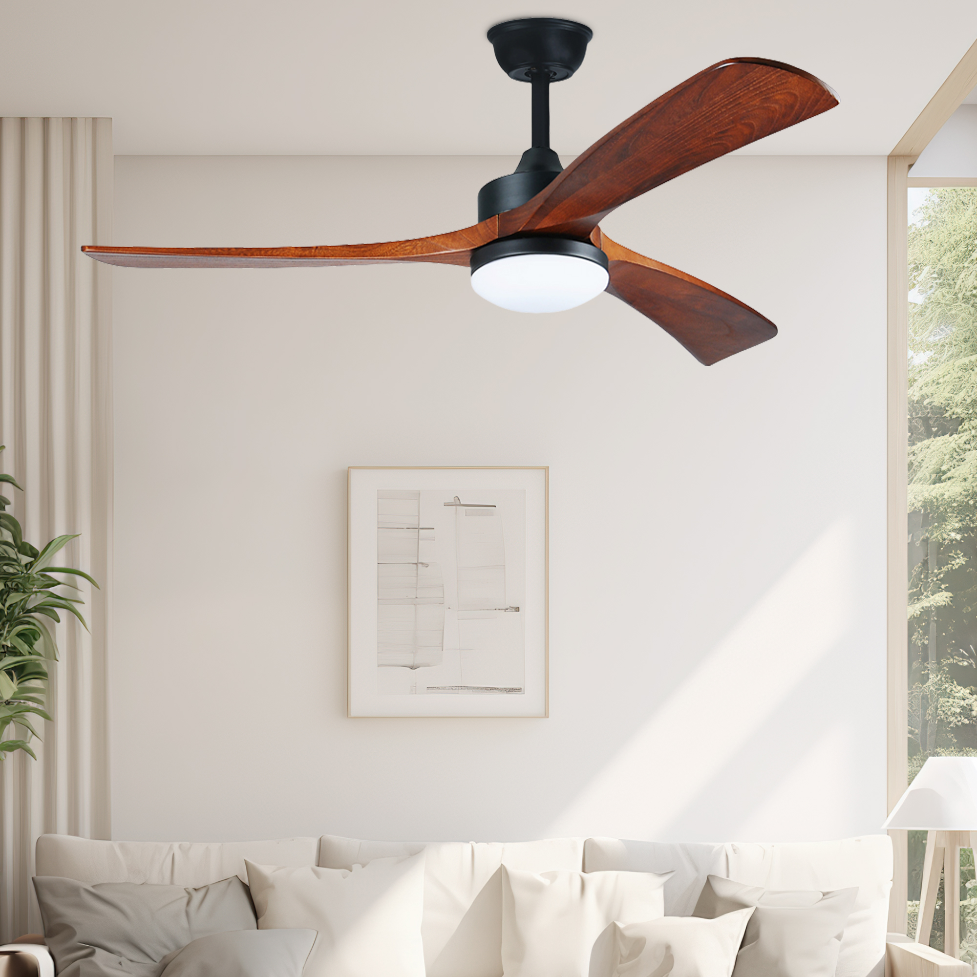 Modern chandeliers ceiling fans with lights dark wood color 56inch