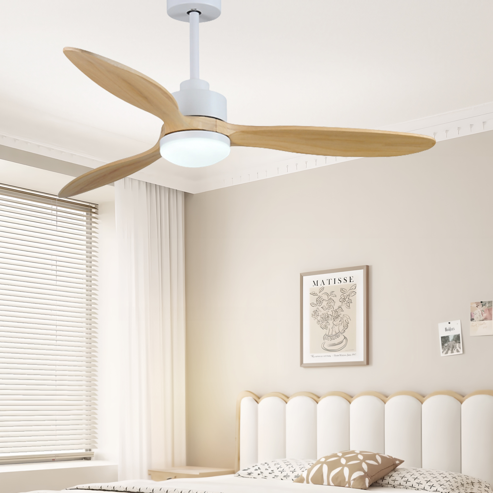 Modern chandeliers ceiling fans with lights white（black） wood color 52inch