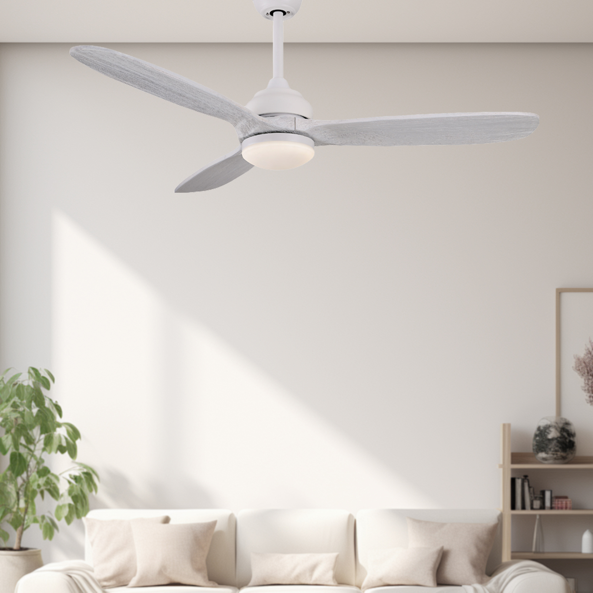 Modern chandeliers ceiling fans with lights white wood color 52inch