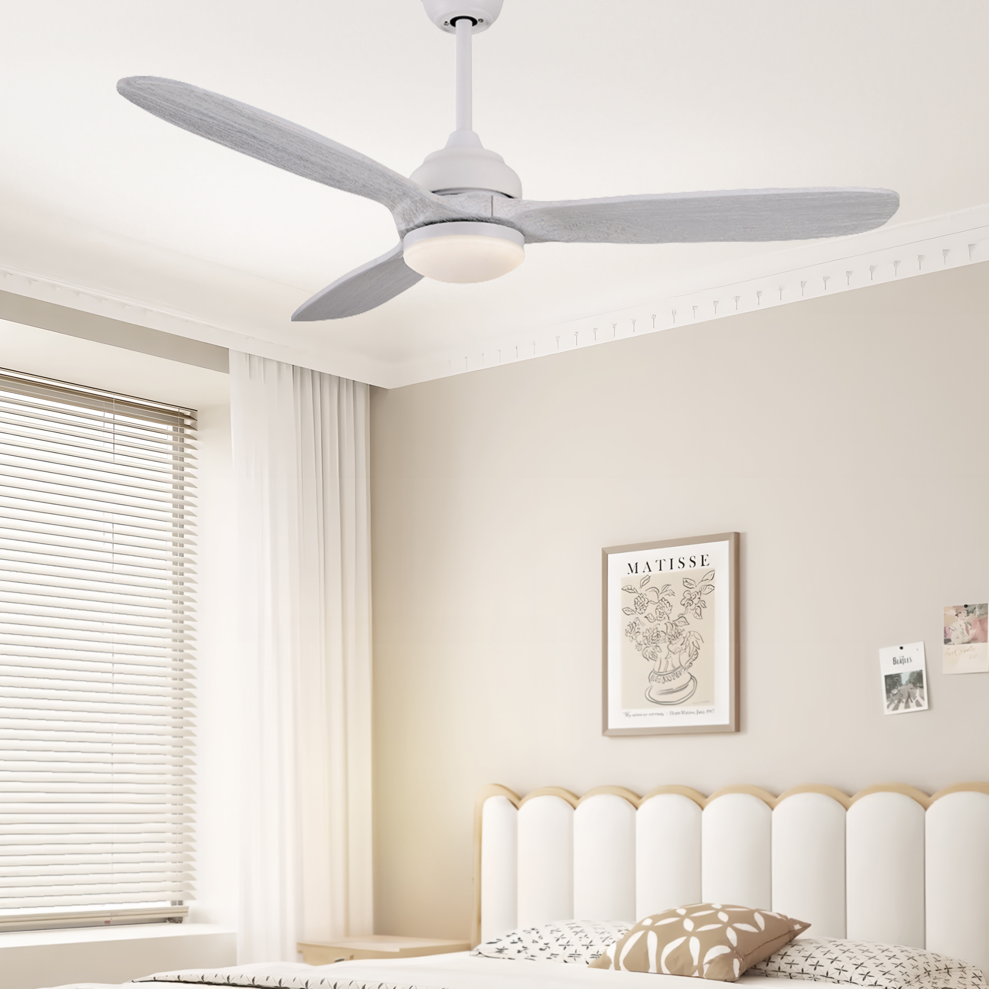 Modern chandeliers ceiling fans with lights white wood color 52inch