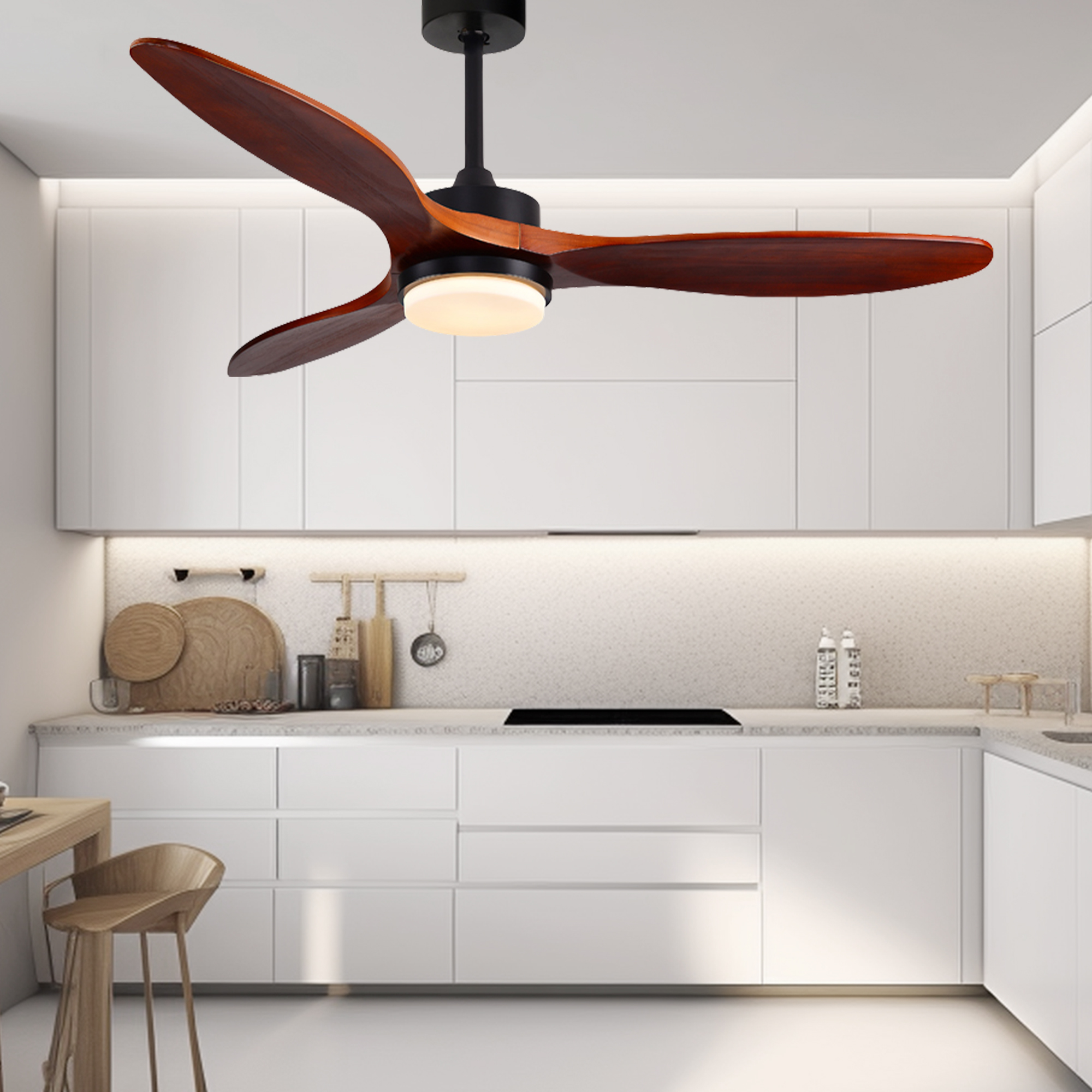 Modern chandeliers ceiling fans with lights Wood color 52inch