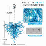 Chihuly Style Chandelier (Blue And Clear)