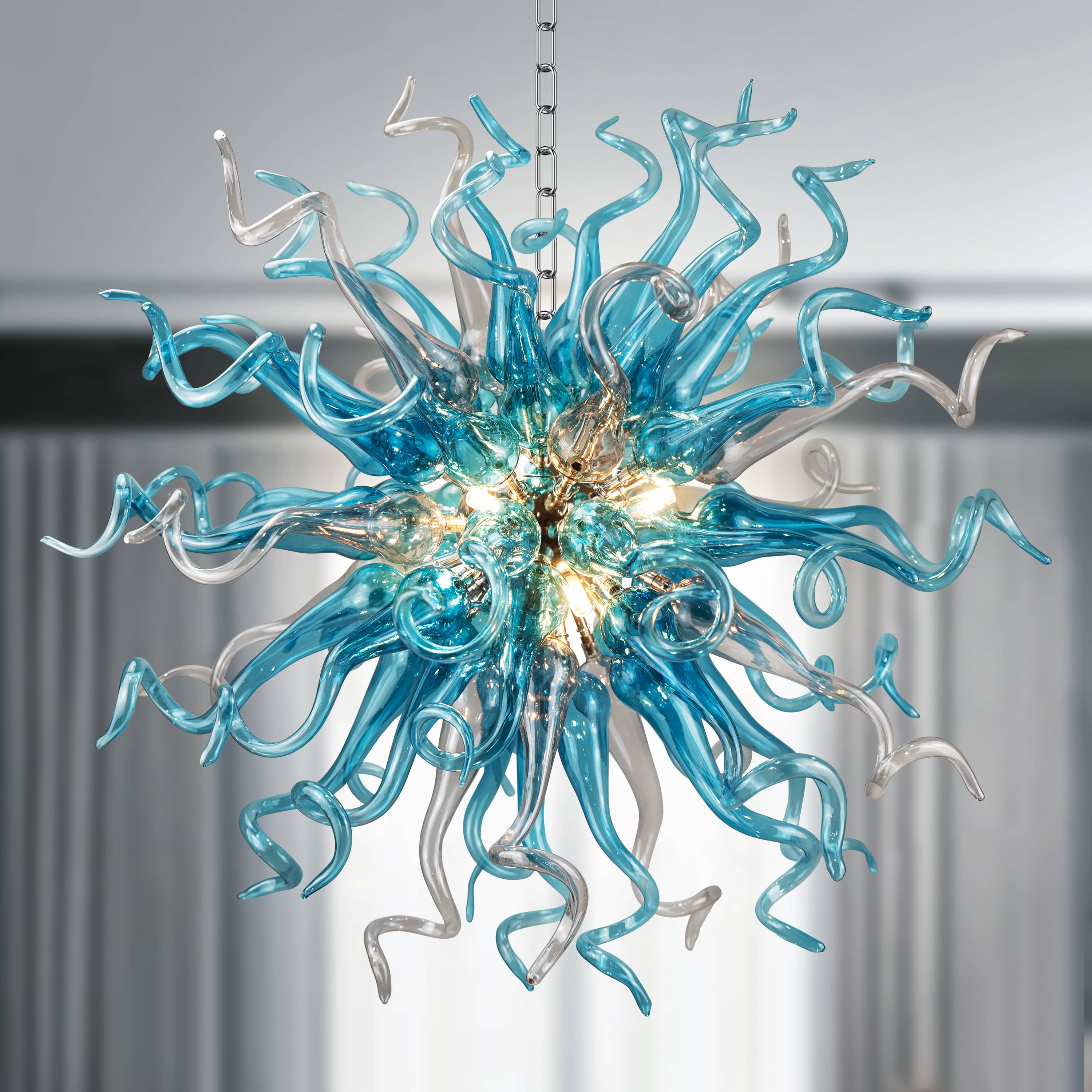Chihuly Style Chandeliers Sputnik Pendant Light  (Blue And Grey)