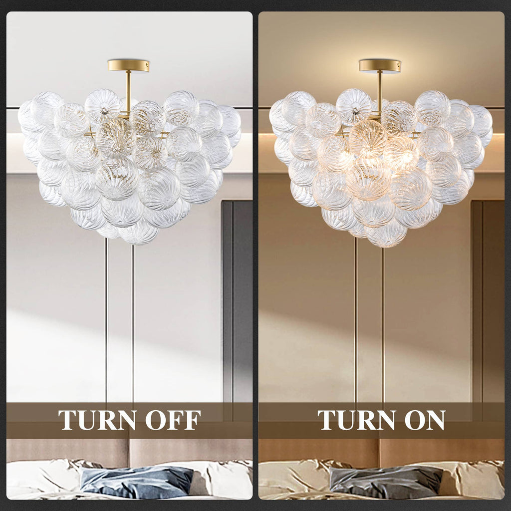 Bubble Glass Ceiling Light Talia Style Brass Finish