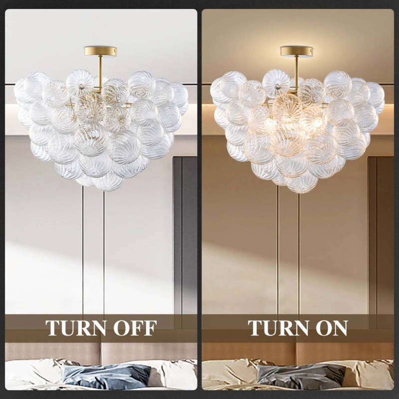 Bubble Glass Ceiling Light Talia Style Brass Finish