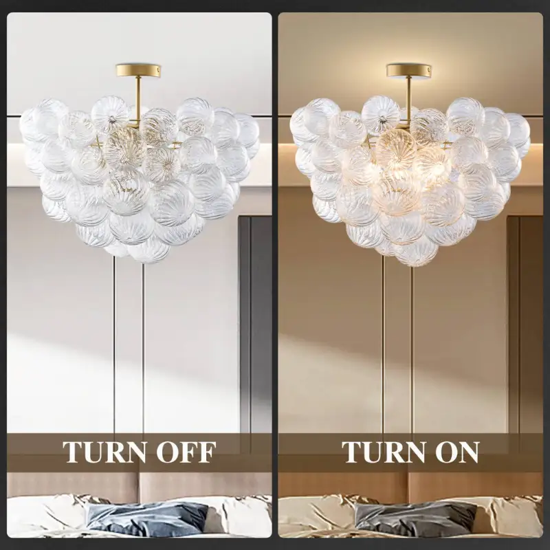Bubble Glass Ceiling Light Talia Style Brass Finish