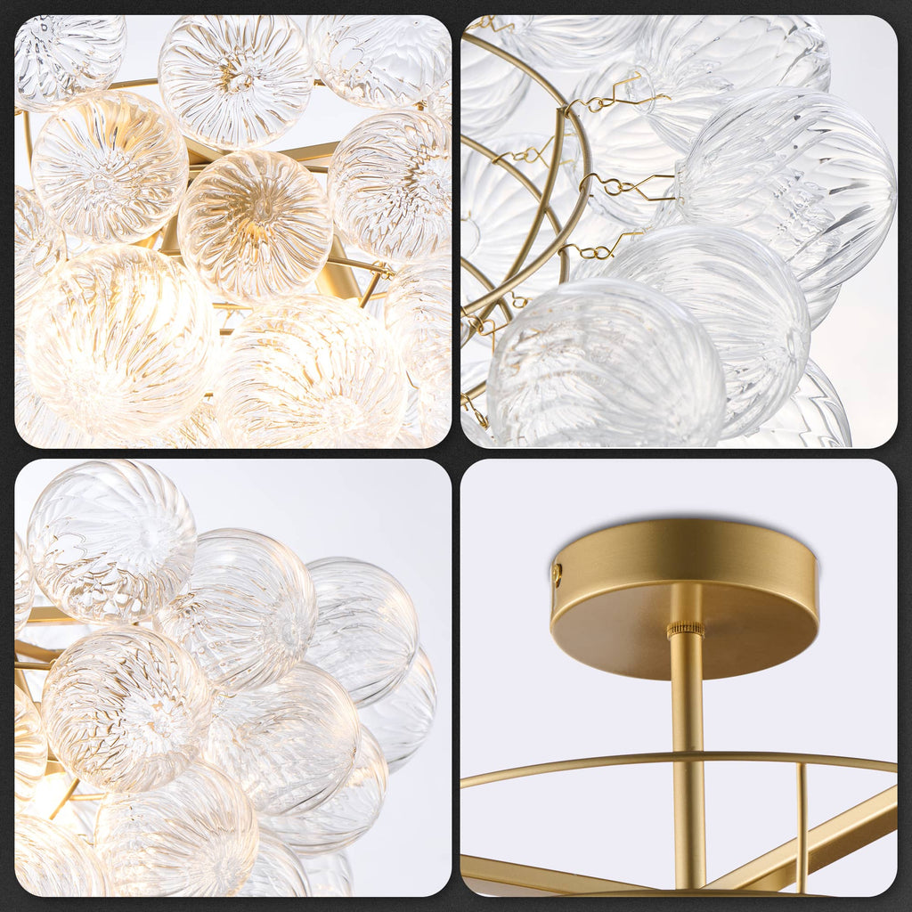 Bubble Glass Ceiling Light Talia Style Brass Finish