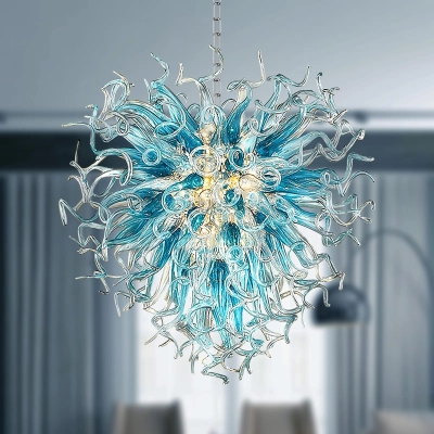 Chihuly Style Chandeliers(Blue to Clear Ombré)(3 Size) 02