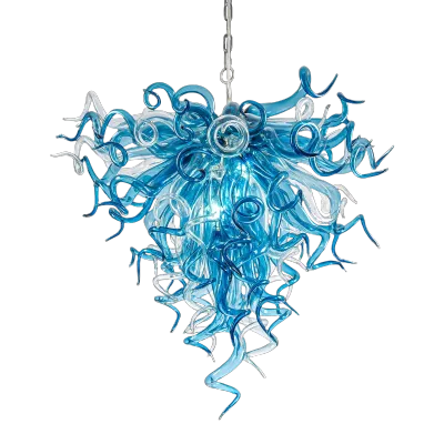 Chihuly Style Chandelier (Blue And Clear) 01