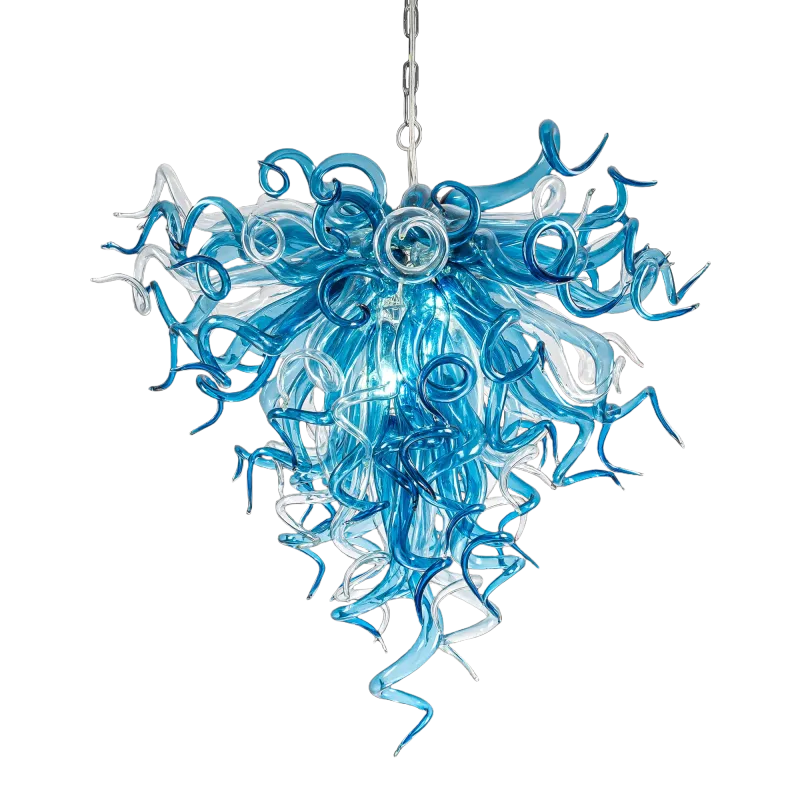 Chihuly Style Chandelier (Blue And Clear)