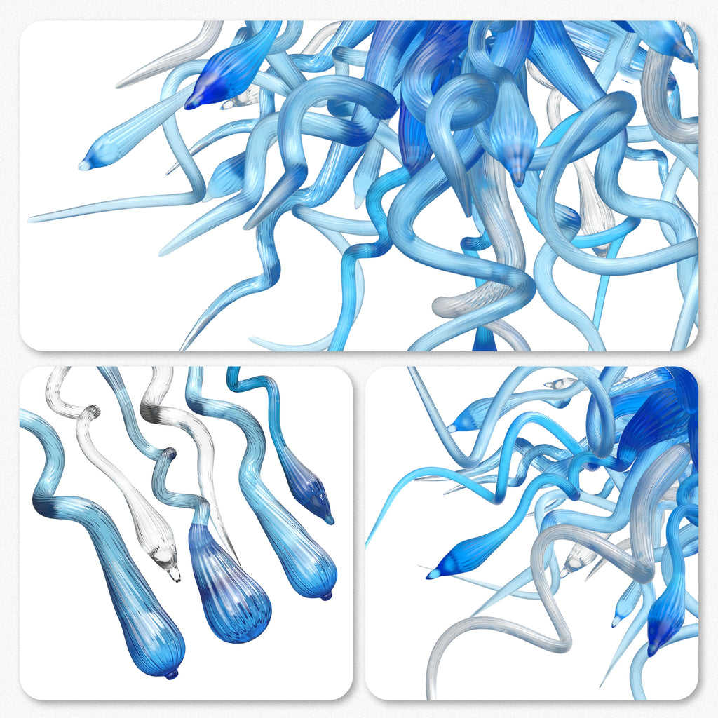 Large Modern Chandeliers For High Ceilings  Chihuly Style Chandelier (Blue)