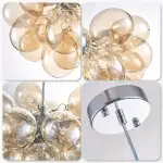 Modern Bubble Chandelier  Blown Glass Light Brown Color