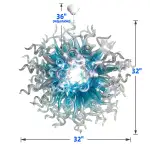 Chihuly Style Chandeliers Hand Blown Glass Chandelier  (Light Blue And Clear)