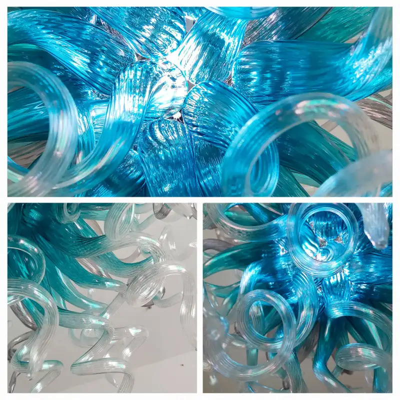 Chihuly Style Chandeliers Hand Blown Glass Chandelier  (Light Blue And Clear)