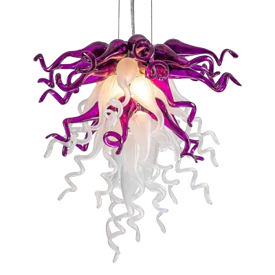 Chihuly Glass Chandelier Hand Blown Glass Chandelier (Purple And White) 01
